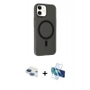 MARSİLYAN™- iPhone 11 Kılıf Çekirdek Modern Prime - Siyah 3D Antistatik Seramik Nano Ekran Koruyucu + Pers Alüminyum Kamera Lens - LT