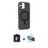 MARSİLYAN™- iPhone 11 Kılıf Çekirdek Modern Prime - Siyah 3D Antistatik Seramik Nano Ekran Koruyucu + PVD Metal Kamera Lens - YL