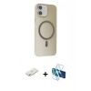 MARSİLYAN™- iPhone 11 Kılıf Çekirdek Modern Prime - Siyah 3D Antistatik Seramik Nano Ekran Koruyucu + Renkli Kamera Lens Koruma Cam - SI
