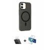 MARSİLYAN™- iPhone 11 Kılıf Çekirdek Modern Prime - Siyah 3D Antistatik Seramik Nano Ekran Koruyucu + Şeffaf Kamera Lens Koruma Cam