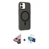 MARSİLYAN™- iPhone 11 Kılıf Çekirdek Modern Prime - Siyah 3D Antistatik Seramik Nano Ekran Koruyucu + Raze Metal Kamera Lens - SH