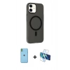 MARSİLYAN™- iPhone 11 Kılıf Çekirdek Modern Prime - Siyah 3D Antistatik Seramik Nano Ekran Koruyucu + Neon Fosforlu Kamera Lens - YL