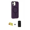 MARSİLYAN™- iPhone 11 Kılıf Çekirdek Modern Prime - Siyah 6D Antistatik Mat Seramik Hayalet Nano Ekran Koruyucu + Kırmızı Rainbow Kamera Lens Koruma Cam