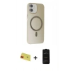 MARSİLYAN™- iPhone 11 Kılıf Çekirdek Modern Prime - Siyah 6D Antistatik Mat Seramik Hayalet Nano Ekran Koruyucu + Kırmızı Rainbow Kamera Lens Koruma Cam