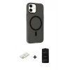 MARSİLYAN™- iPhone 11 Kılıf Çekirdek Modern Prime - Siyah 6D Antistatik Mat Seramik Hayalet Nano Ekran Koruyucu + Renkli Kamera Lens Koruma Cam - SI
