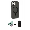 MARSİLYAN™- iPhone 11 Kılıf Çekirdek Modern Prime - Siyah 6D Antistatik Mat Seramik Hayalet Nano Ekran Koruyucu + Raze Metal Kamera Lens - KI