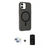MARSİLYAN™- iPhone 11 Kılıf Çekirdek Modern Prime - Siyah 6D Antistatik Mat Seramik Hayalet Nano Ekran Koruyucu + Pers Alüminyum Kamera Lens - GI