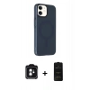 MARSİLYAN™- iPhone 11 Kılıf Çekirdek Modern Prime - Siyah 6D Antistatik Mat Seramik Hayalet Nano Ekran Koruyucu + Yeşil PVD Metal Kamera Lens