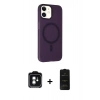 MARSİLYAN™- iPhone 11 Kılıf Çekirdek Modern Prime - Siyah 6D Antistatik Mat Seramik Hayalet Nano Ekran Koruyucu + Yeşil PVD Metal Kamera Lens