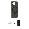 MARSİLYAN™- iPhone 11 Kılıf Çekirdek Modern Prime - Siyah 6D Antistatik Mat Seramik Hayalet Nano Ekran Koruyucu + Renkli Kamera Lens Koruma Cam - SI