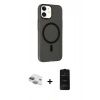 MARSİLYAN™- iPhone 11 Kılıf Çekirdek Modern Prime - Siyah 6D Antistatik Mat Seramik Hayalet Nano Ekran Koruyucu + Pers Alüminyum Kamera Lens - YL