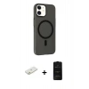 MARSİLYAN™- iPhone 11 Kılıf Çekirdek Modern Prime - Siyah 6D Antistatik Mat Seramik Hayalet Nano Ekran Koruyucu + Renkli Kamera Lens Koruma Cam - TU
