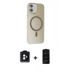 MARSİLYAN™- iPhone 11 Kılıf Çekirdek Modern Prime - Siyah 6D Antistatik Mat Seramik Hayalet Nano Ekran Koruyucu + Yeşil PVD Metal Kamera Lens