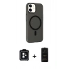 MARSİLYAN™- iPhone 11 Kılıf Çekirdek Modern Prime - Siyah 6D Antistatik Mat Seramik Hayalet Nano Ekran Koruyucu + PVD Metal Kamera Lens - SH
