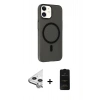 MARSİLYAN™- iPhone 11 Kılıf Çekirdek Modern Prime - Siyah 6D Antistatik Mat Seramik Hayalet Nano Ekran Koruyucu + Raze Metal Kamera Lens - GS