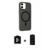 MARSİLYAN™- iPhone 11 Kılıf Çekirdek Modern Prime - Siyah 6D Antistatik Mat Seramik Hayalet Nano Ekran Koruyucu + PVD Metal Kamera Lens - TU