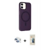 MARSİLYAN™- iPhone 11 Kılıf Çekirdek Modern Prime - Siyah 6D Mat Seramik Hayalet Nano Ekran Koruyucu + Pers Alüminyum Kamera Lens - GI