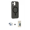MARSİLYAN™- iPhone 11 Kılıf Çekirdek Modern Prime - Siyah 6D Mat Seramik Hayalet Nano Ekran Koruyucu + Pers Alüminyum Kamera Lens - GI