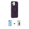 MARSİLYAN™- iPhone 11 Kılıf Çekirdek Modern Prime - Siyah 6D Mat Seramik Hayalet Nano Ekran Koruyucu + Neon Fosforlu Kamera Lens - TU