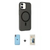 MARSİLYAN™- iPhone 11 Kılıf Çekirdek Modern Prime - Siyah 6D Mat Seramik Hayalet Nano Ekran Koruyucu + Neon Fosforlu Kamera Lens - TU