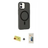 MARSİLYAN™- iPhone 11 Kılıf Çekirdek Modern Prime - Siyah 6D Mat Seramik Hayalet Nano Ekran Koruyucu + Rainbow Kamera Lens Koruma Cam - KI