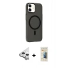 MARSİLYAN™- iPhone 11 Kılıf Çekirdek Modern Prime - Siyah 6D Mat Seramik Hayalet Nano Ekran Koruyucu + Raze Metal Kamera Lens - GS