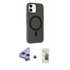 MARSİLYAN™- iPhone 11 Kılıf Çekirdek Modern Prime - Siyah 6D Mat Seramik Hayalet Nano Ekran Koruyucu + Raze Metal Kamera Lens - MR