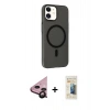 MARSİLYAN™- iPhone 11 Kılıf Çekirdek Modern Prime - Siyah 6D Mat Seramik Hayalet Nano Ekran Koruyucu + Raze Metal Kamera Lens - SH