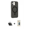 MARSİLYAN™- iPhone 11 Kılıf Çekirdek Modern Prime - Siyah 6D Mat Seramik Hayalet Nano Ekran Koruyucu + Kamera Lens Koruma Cam - SF
