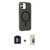 MARSİLYAN™- iPhone 11 Kılıf Çekirdek Modern Prime - Siyah 6D Mat Seramik Hayalet Nano Ekran Koruyucu + PVD Metal Kamera Lens - SH