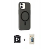 MARSİLYAN™- iPhone 11 Kılıf Çekirdek Modern Prime - Siyah 6D Mat Seramik Hayalet Nano Ekran Koruyucu + PVD Metal Kamera Lens - YL