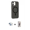 MARSİLYAN™- iPhone 11 Kılıf Çekirdek Modern Prime - Siyah Bilvis 3D Cam Ekran Koruyucu + Pers Alüminyum Kamera Lens - GI