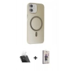 MARSİLYAN™- iPhone 11 Kılıf Çekirdek Modern Prime - Siyah Bilvis 3D Cam Ekran Koruyucu + Kamera Lens Koruma Cam - SF