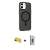 MARSİLYAN™- iPhone 11 Kılıf Çekirdek Modern Prime - Siyah Bilvis 3D Cam Ekran Koruyucu + Rainbow Kamera Lens Koruma Cam - KI