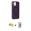 MARSİLYAN™- iPhone 11 Kılıf Çekirdek Modern Prime - Siyah Bilvis 3D Cam Ekran Koruyucu + Rainbow Kamera Lens Koruma Cam - KI