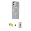 MARSİLYAN™- iPhone 11 Kılıf Çekirdek Modern Prime - Siyah Bilvis 3D Cam Ekran Koruyucu + Rainbow Kamera Lens Koruma Cam - KI
