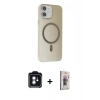 MARSİLYAN™- iPhone 11 Kılıf Çekirdek Modern Prime - Siyah Bilvis 3D Cam Ekran Koruyucu + PVD Metal Kamera Lens - MI