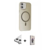 MARSİLYAN™- iPhone 11 Kılıf Çekirdek Modern Prime - Siyah Bilvis 3D Cam Ekran Koruyucu + Raze Metal Kamera Lens - GS
