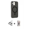 MARSİLYAN™- iPhone 11 Kılıf Çekirdek Modern Prime - Siyah Bilvis 3D Cam Ekran Koruyucu + Raze Metal Kamera Lens - GS