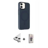 MARSİLYAN™- iPhone 11 Kılıf Çekirdek Modern Prime - Siyah Bilvis 3D Cam Ekran Koruyucu + Raze Metal Kamera Lens - GS
