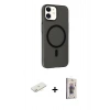 MARSİLYAN™- iPhone 11 Kılıf Çekirdek Modern Prime - Siyah Bilvis 3D Cam Ekran Koruyucu + Renkli Kamera Lens Koruma Cam - SI