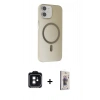 MARSİLYAN™- iPhone 11 Kılıf Çekirdek Modern Prime - Siyah Bilvis 3D Cam Ekran Koruyucu + PVD Metal Kamera Lens - SH