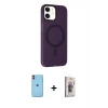 MARSİLYAN™- iPhone 11 Kılıf Çekirdek Modern Prime - Siyah Bilvis 3D Cam Ekran Koruyucu + Neon Fosforlu Kamera Lens - TU