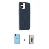 MARSİLYAN™- iPhone 11 Kılıf Çekirdek Modern Prime - Siyah Bilvis 3D Cam Ekran Koruyucu + Neon Fosforlu Kamera Lens - TU