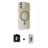 MARSİLYAN™- iPhone 11 Kılıf Çekirdek Modern Prime - Siyah Bilvis 3D Cam Ekran Koruyucu + PVD Metal Kamera Lens - TU