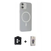 MARSİLYAN™- iPhone 11 Kılıf Çekirdek Modern Prime - Siyah Bilvis 3D Cam Ekran Koruyucu + PVD Metal Kamera Lens - YL