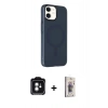 MARSİLYAN™- iPhone 11 Kılıf Çekirdek Modern Prime - Siyah Bilvis 3D Cam Ekran Koruyucu + PVD Metal Kamera Lens - YL