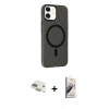 MARSİLYAN™- iPhone 11 Kılıf Çekirdek Modern Prime - Siyah Bilvis 3D Mat Cam Ekran Koruyucu + Pers Alüminyum Kamera Lens - GD