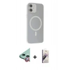 MARSİLYAN™- iPhone 11 Kılıf Çekirdek Modern Prime - Siyah Bilvis 3D Mat Cam Ekran Koruyucu + Raze Metal Kamera Lens - KI