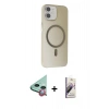 MARSİLYAN™- iPhone 11 Kılıf Çekirdek Modern Prime - Siyah Bilvis 3D Mat Cam Ekran Koruyucu + Raze Metal Kamera Lens - KI